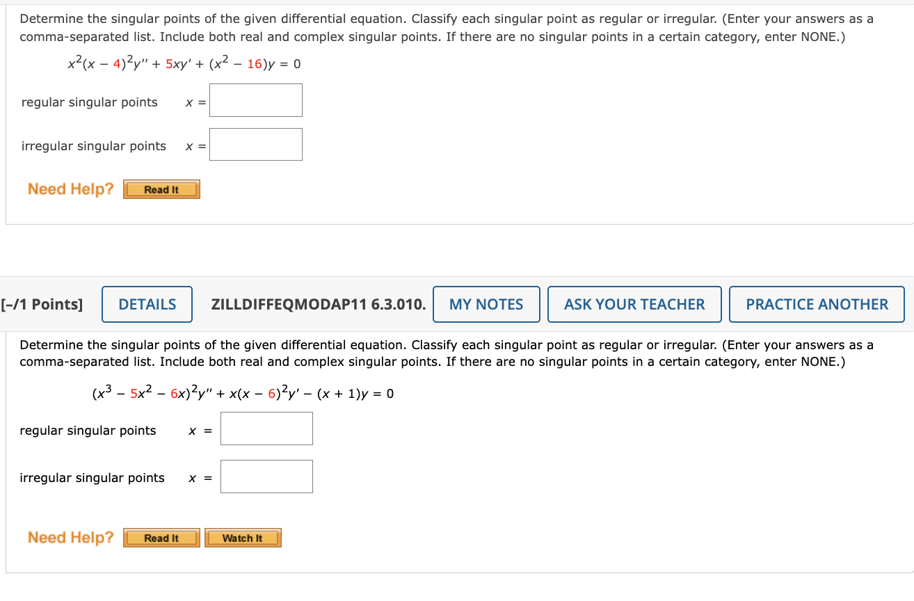 Solved Determine The Singular Points Of The Given Chegg