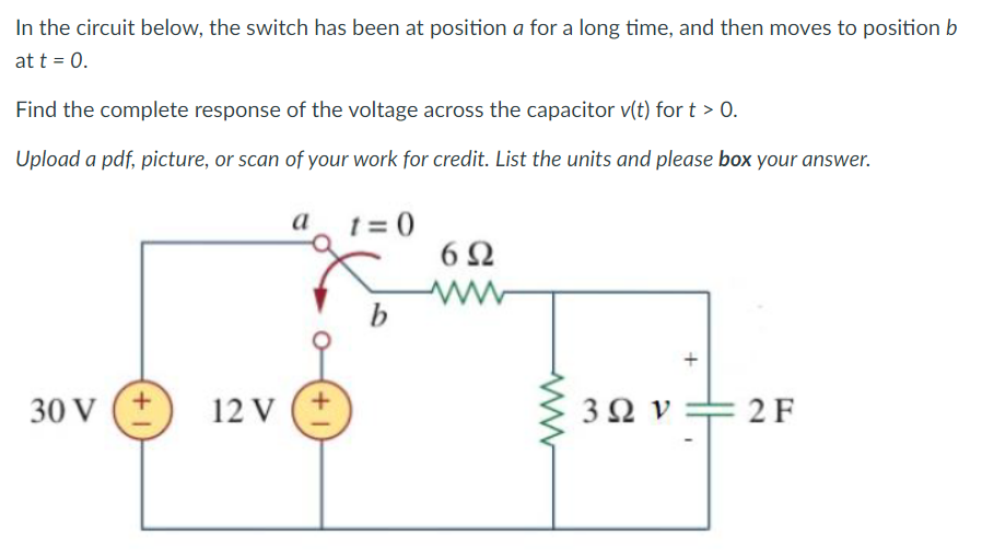 Solved In The Circuit Below The Switch Has Been At Position Chegg