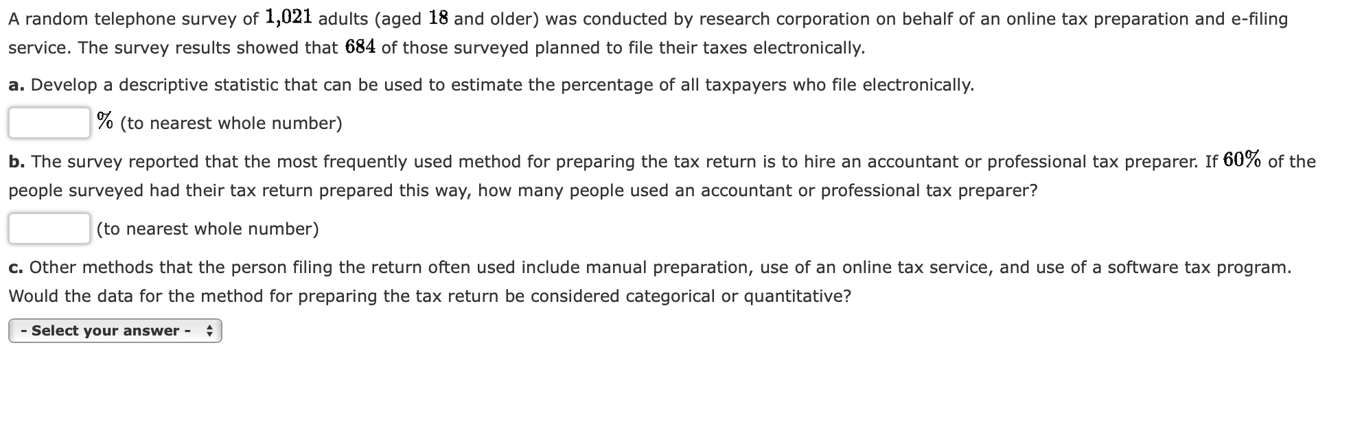 Solved A Random Telephone Survey Of 1 021 Adults Aged 18 Chegg