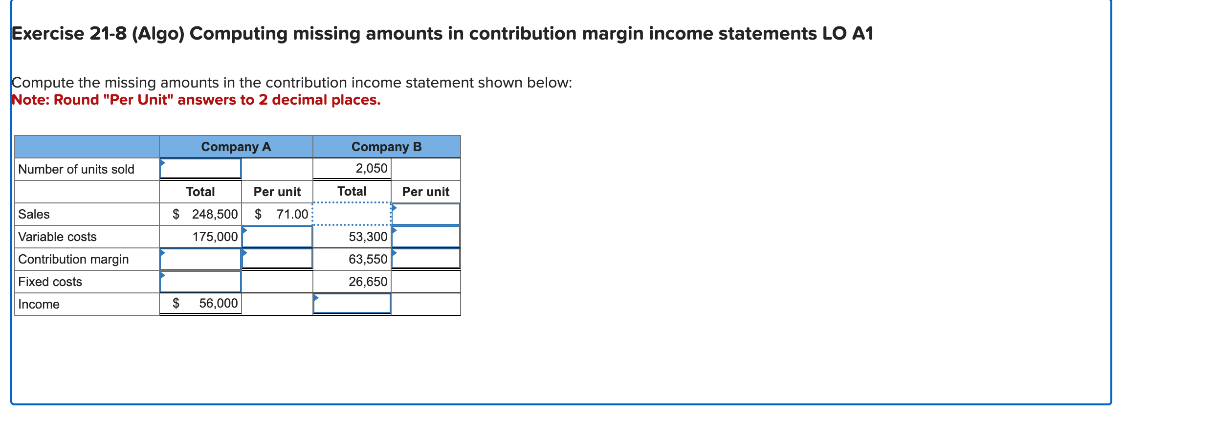 Solved Exercise Algo Computing Missing Amounts In Chegg