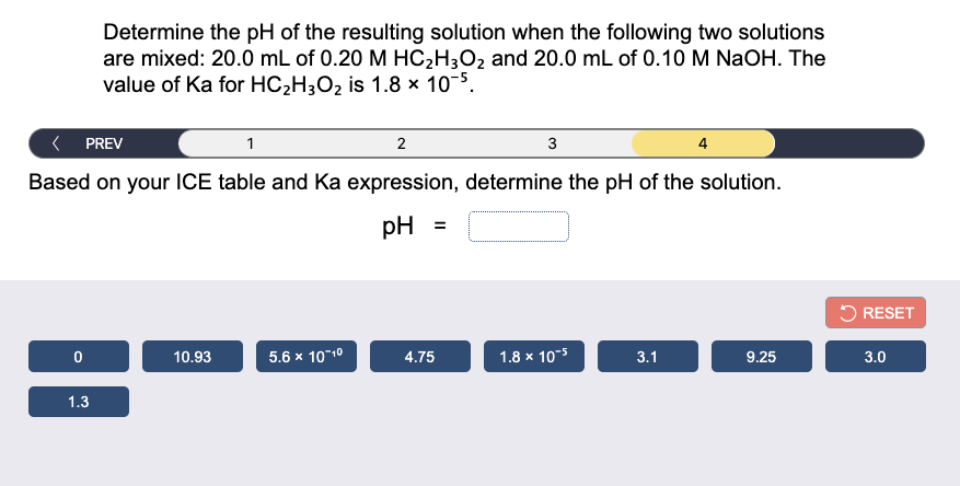 Solved Determine The Ph Of The Resulting Solution When Th Chegg