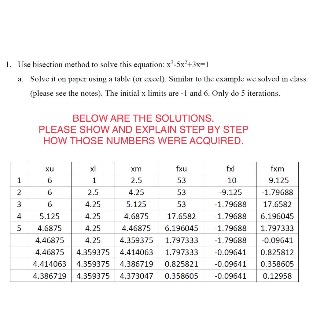 Solved 1 Use Bisection Method To Solve This Equation Chegg