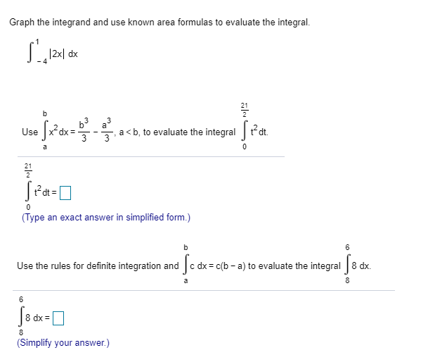 Solved Graph The Integrand And Use Known Area Formulas To Chegg