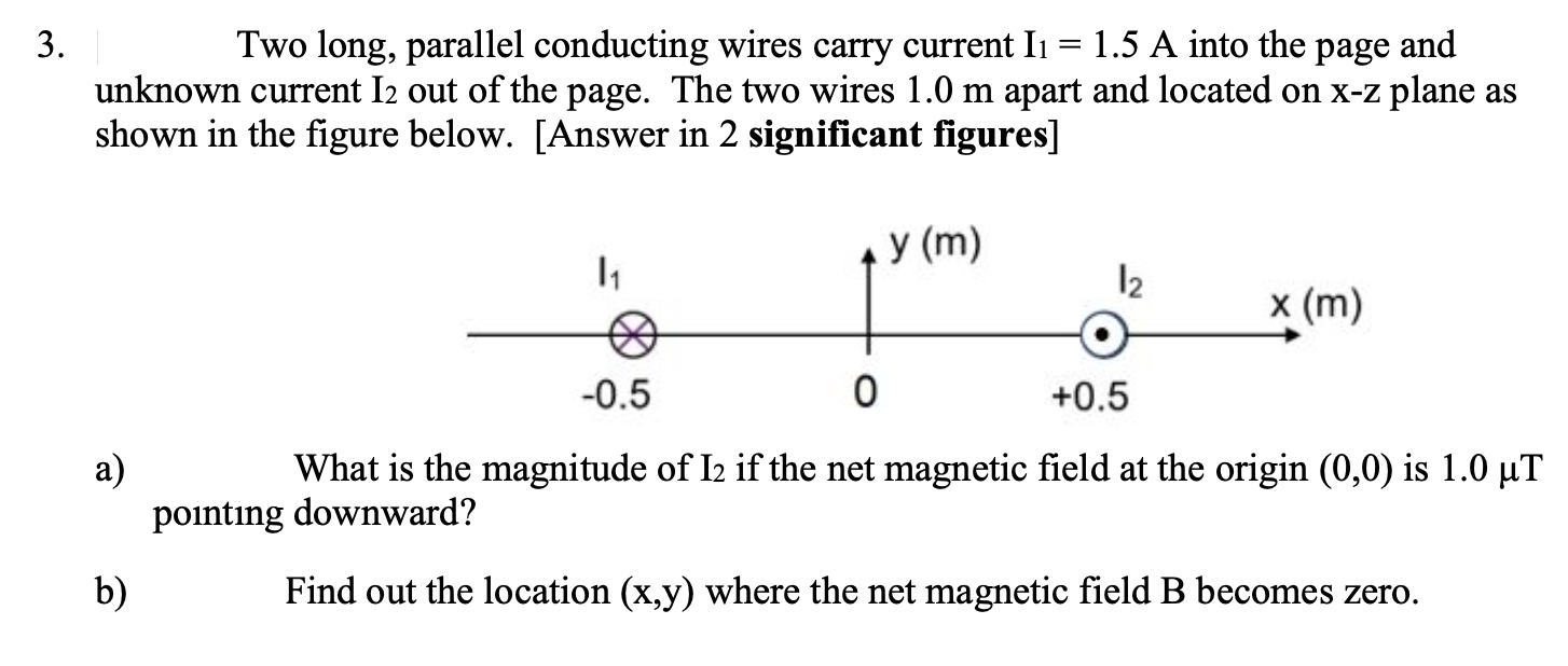 Solved Two Long Parallel Conducting Wires Carry Current Chegg