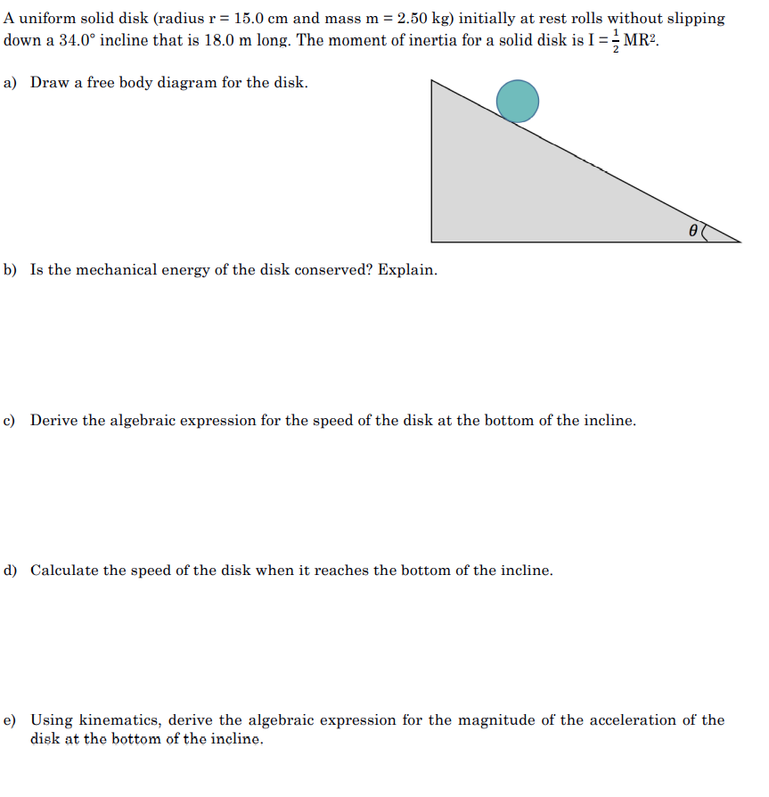 Solved A Uniform Solid Disk Radius R Cm And Mass M Chegg