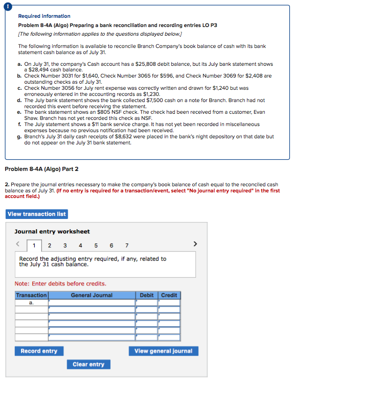 Solved Required Information Problem A Algo Preparing A Chegg