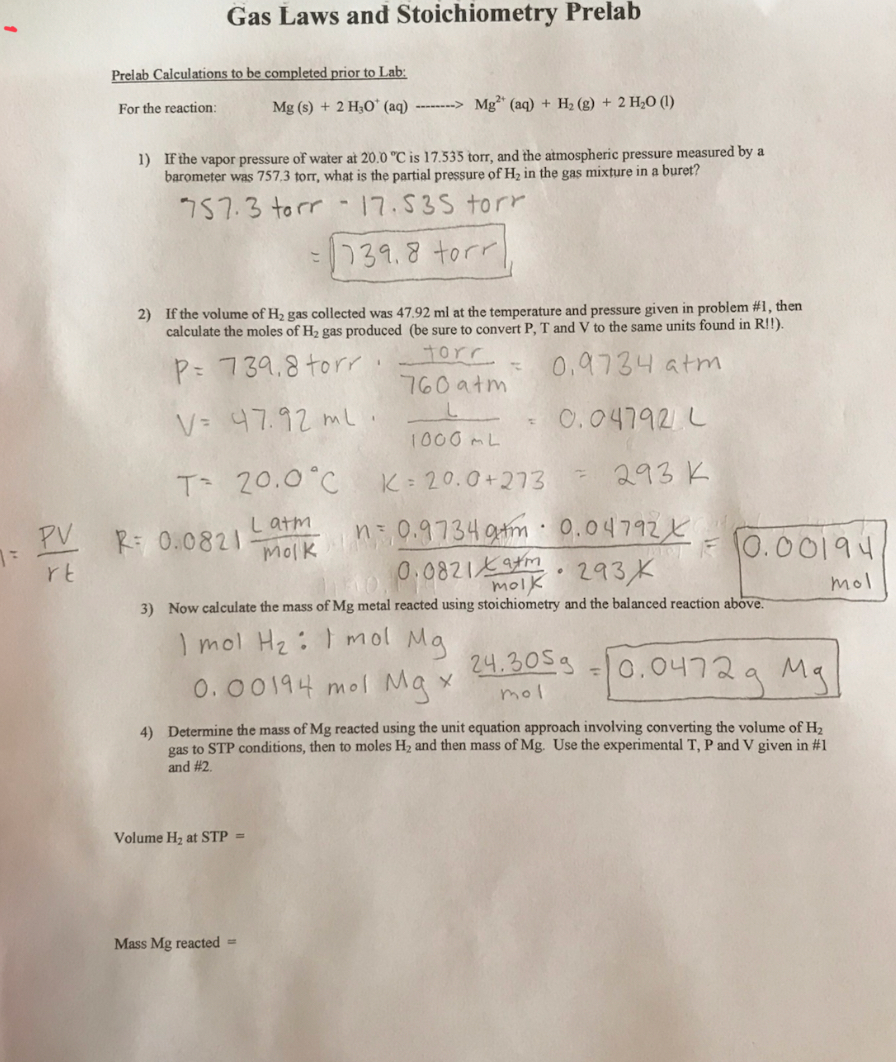 Stoichiometry With Gas Laws