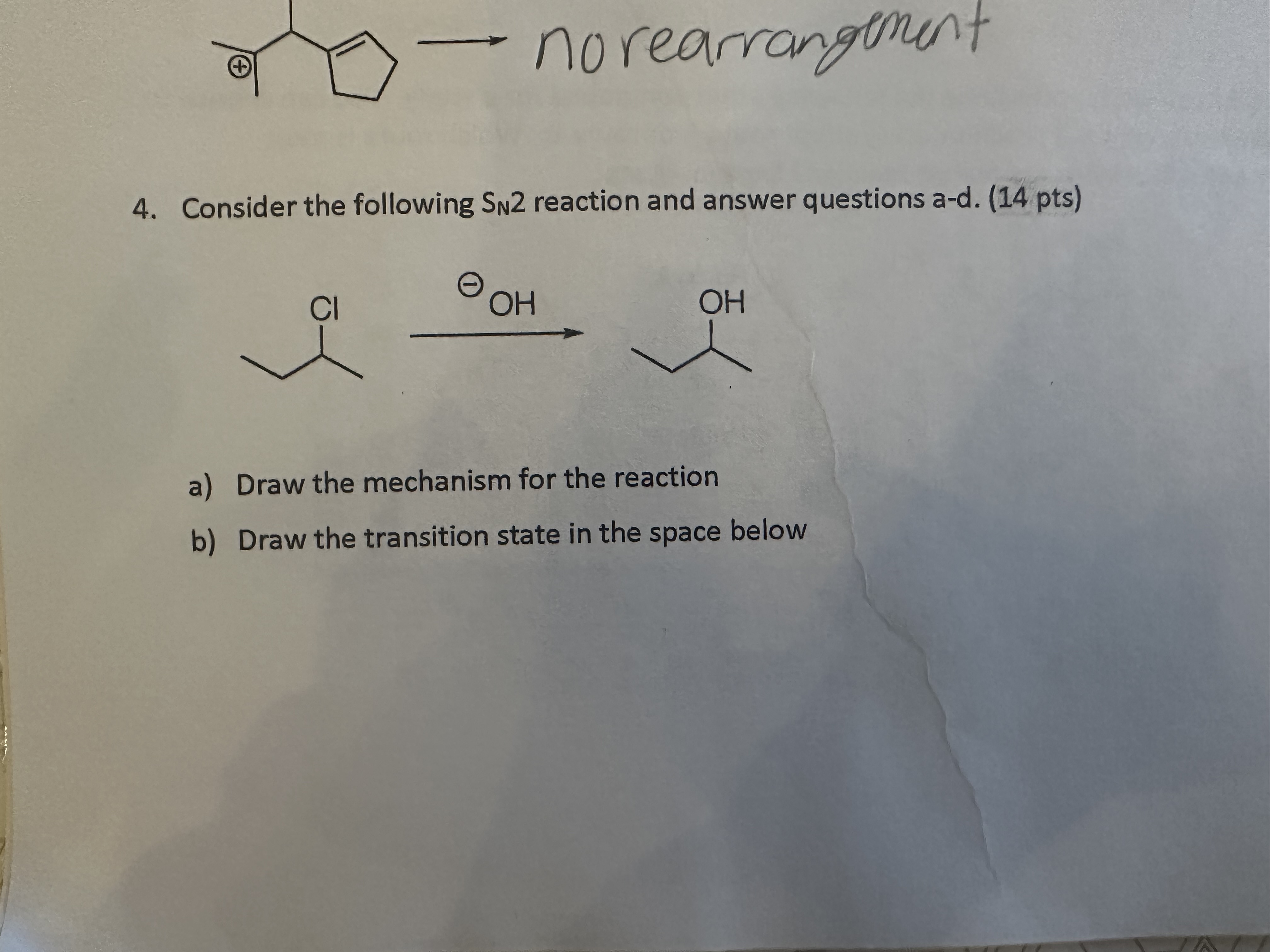 Solved Consider The Following Sn Reaction And Answer Chegg