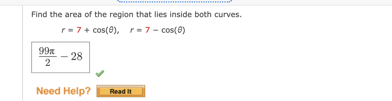 Solved Find The Area Of The Region That Lies Inside Both