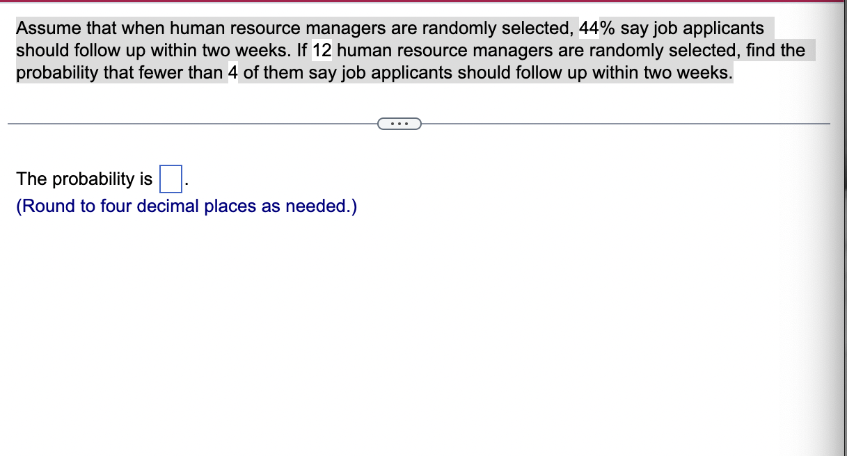 Solved Assume That When Human Resource Managers Are Randomly Chegg