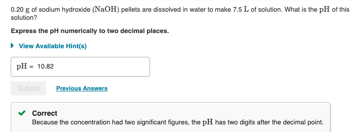 Solved 0 20 G Of Sodium Hydroxide NaOH Pellets Are Chegg