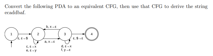 Solved Convert The Following PDA To An Equivalent CFG Then Chegg