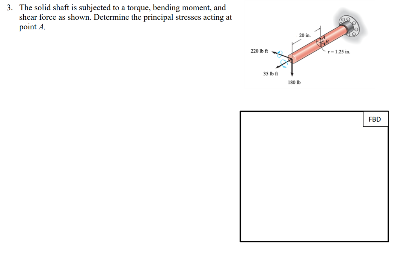 Solved The Solid Shaft Is Subjected To A Torque Bending Chegg