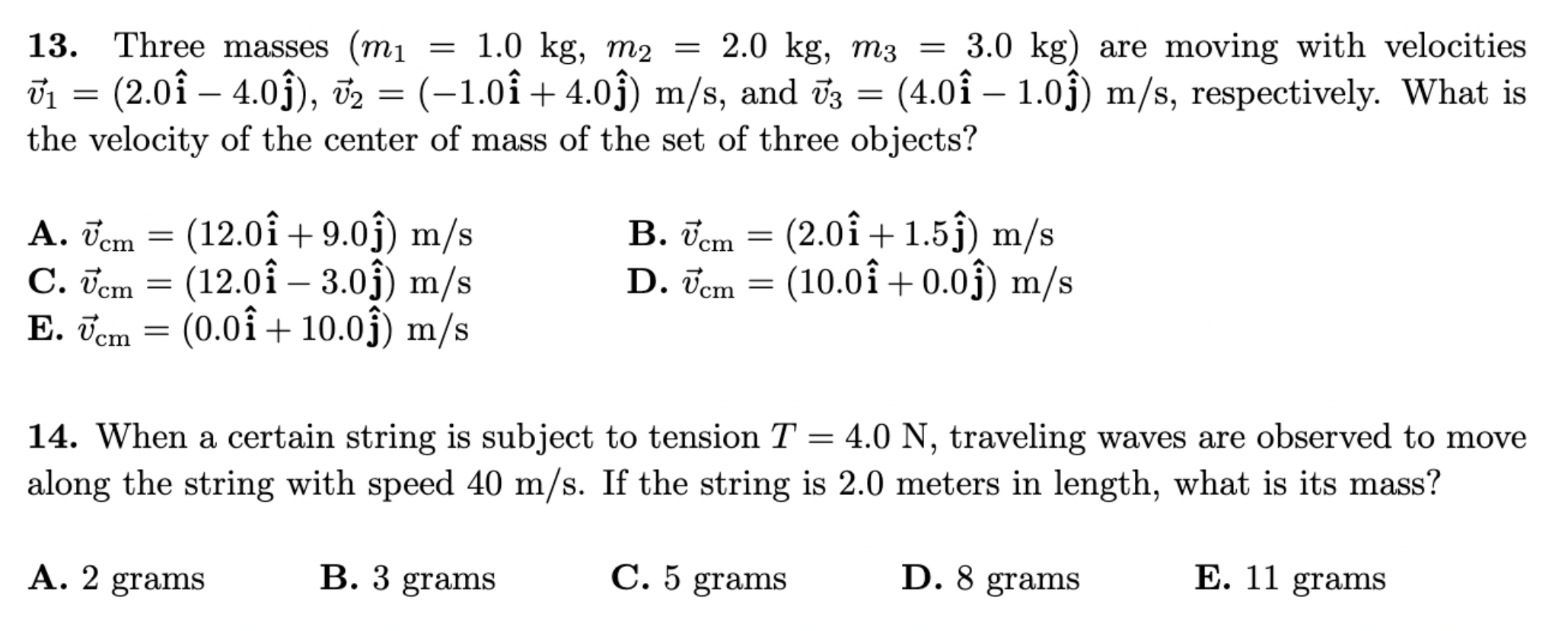 Solved Three Masses M Kg M Kg M Chegg