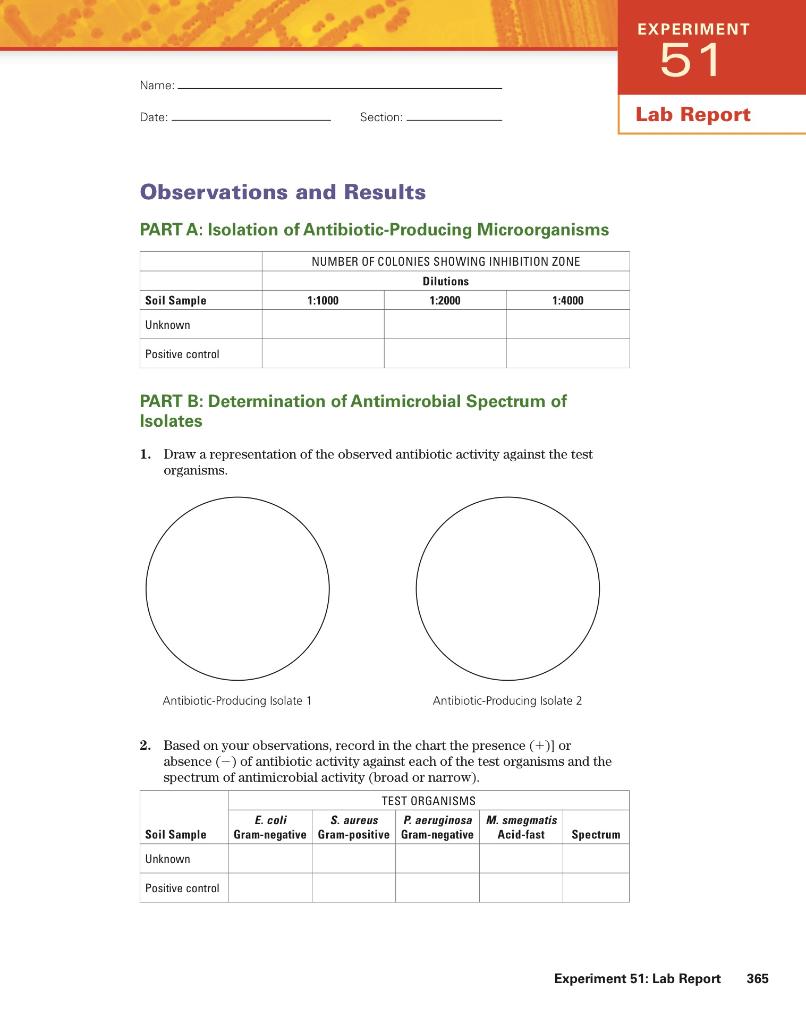 Observations And Results PART A Isolation Of Chegg