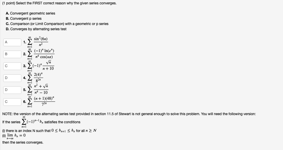 Solved Test Each Of The Following Series For Convergence By Chegg