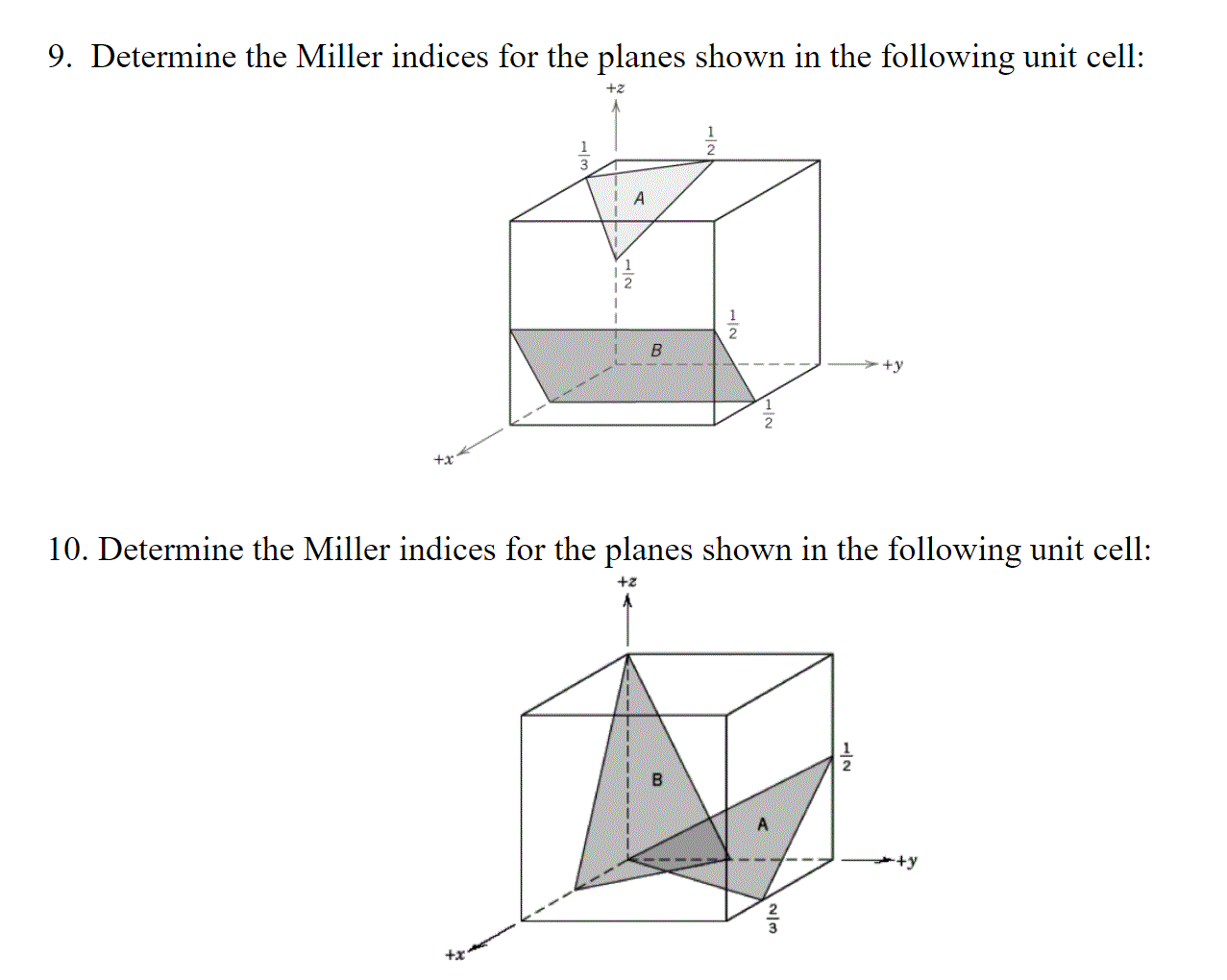 Solved Determine The Miller Indices For The Planes Shown Chegg