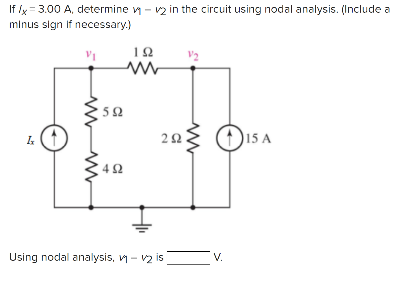 Solved If Ix 3 00 A Determine V1 V2 In The Circuit Chegg