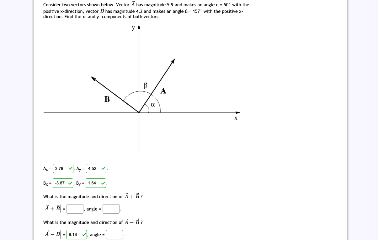 Solved Consider Two Vectors Shown Below Vector A Has Chegg