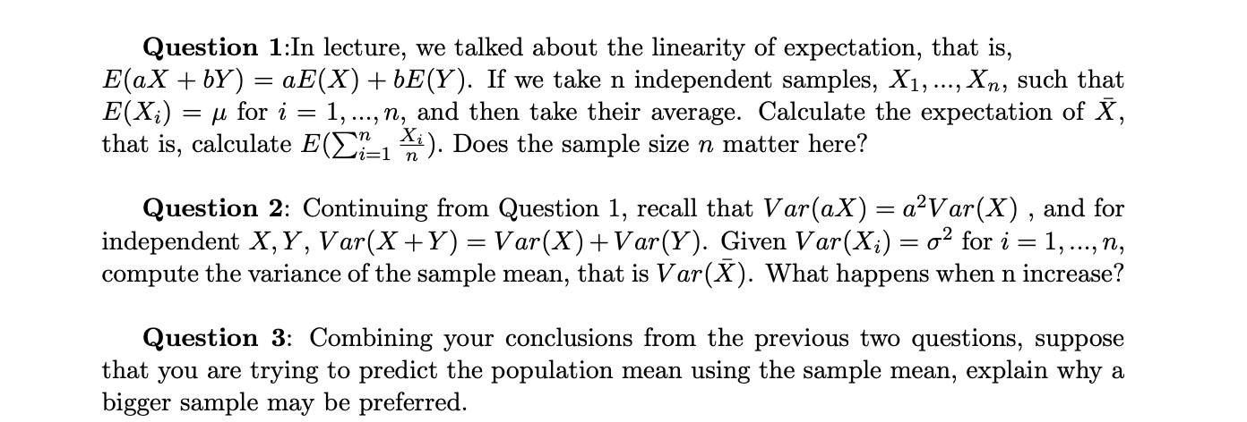 Solved Question In Lecture We Talked About The Linearity Chegg