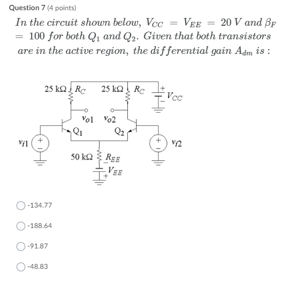 Solved Question Points In The Circuit Shown Below Vcc Chegg