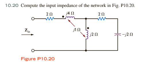 Solved 10 20 Compute The Input Impedance Of The Network In Chegg