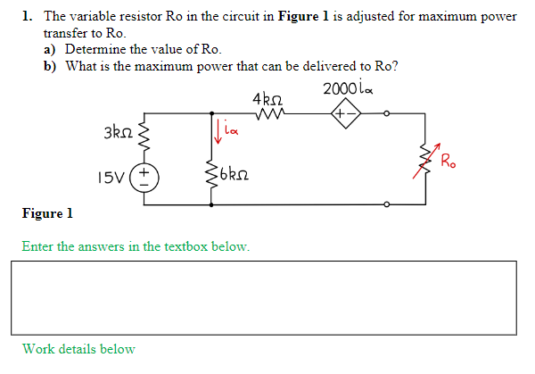 Solved The Variable Resistor Ro In The Circuit In Fig