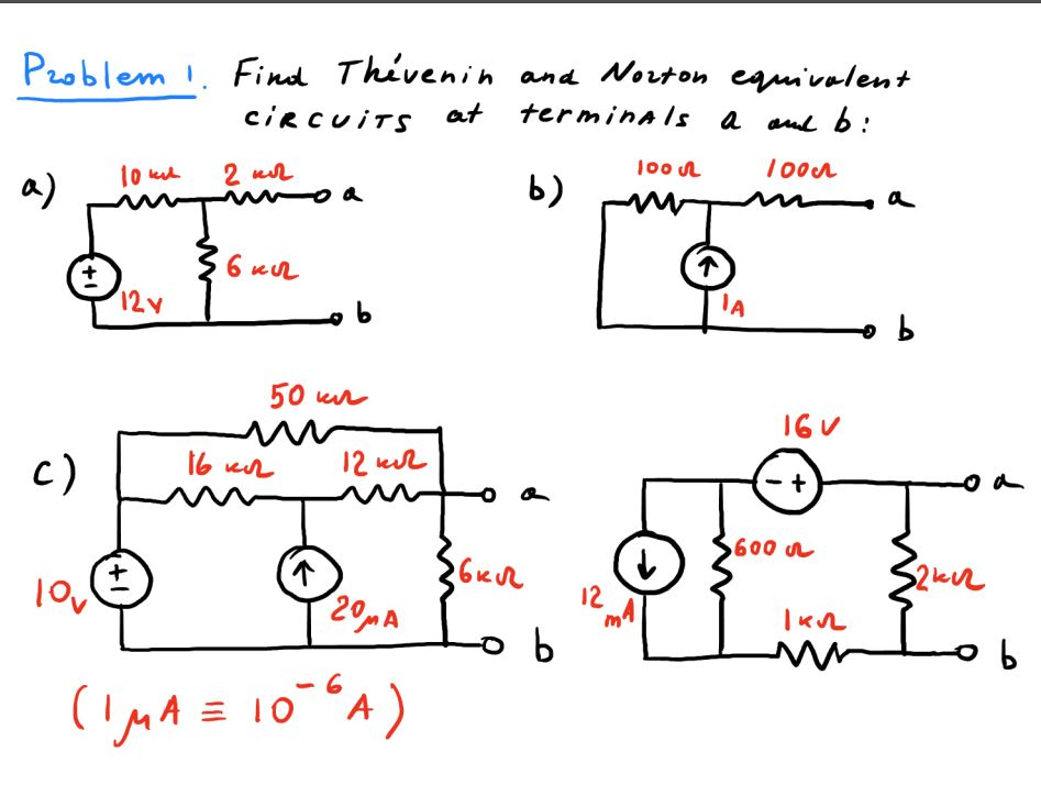 Solved Problem Find Thevenin And Norton Equivalent Chegg