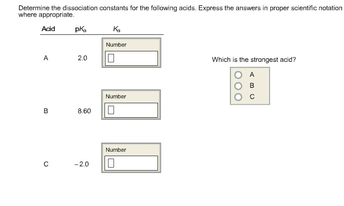 Determine The Dissociation Constants For The Following | Chegg.com