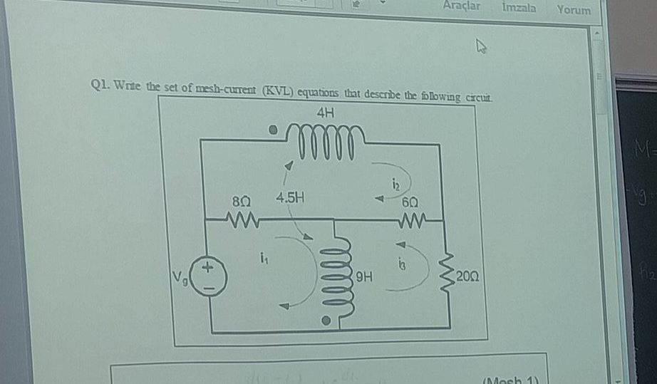 Solved Write The Set Of Mesh Current KVL Equations That Chegg