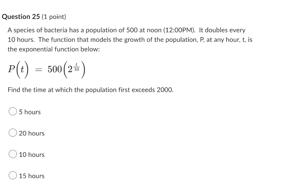 Solved A Species Of Bacteria Has A Population Of At Noon Chegg