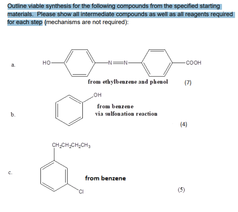 Solved Outline Viable Synthesis For The Following Compounds Chegg