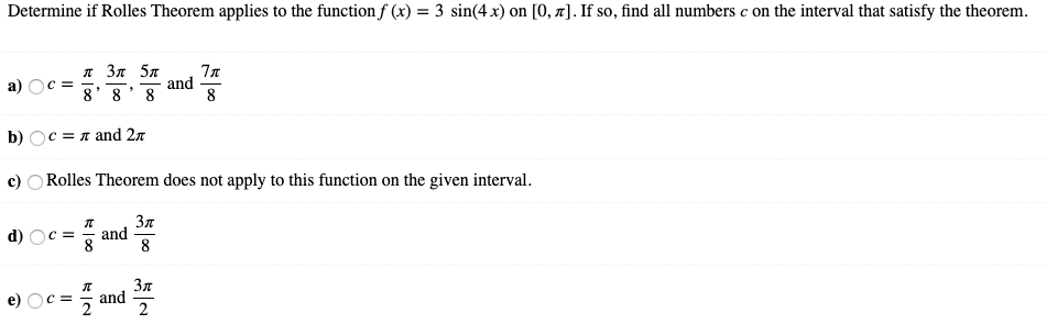 Solved Determine If Rolles Theorem Applies To The Function F Chegg