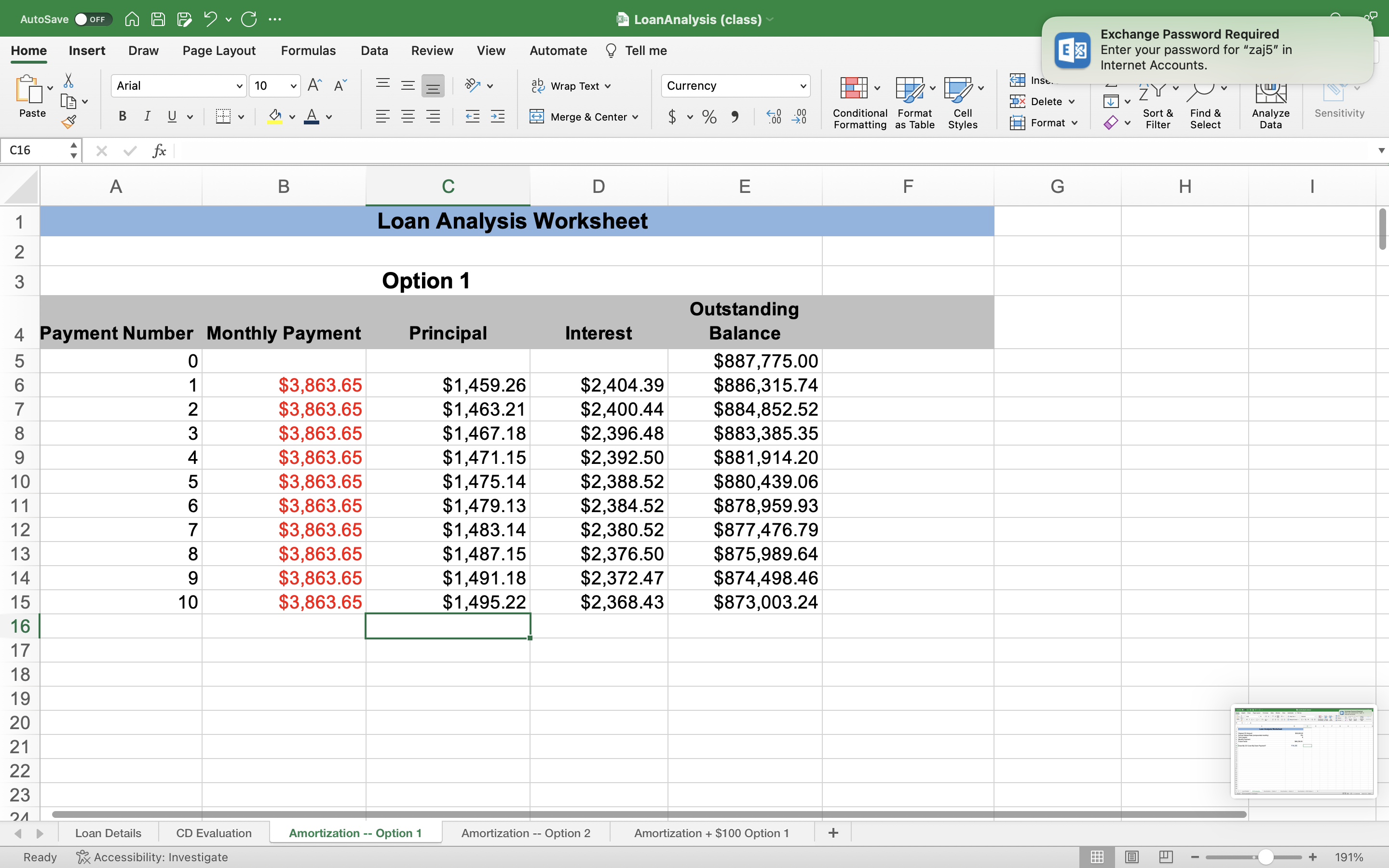 Autosave Off Loananalysis Class Home Insert Draw Chegg