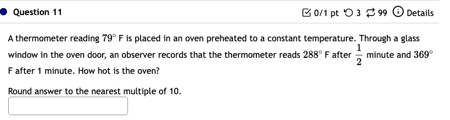 Question A Thermometer Reading F Is Placed In Chegg