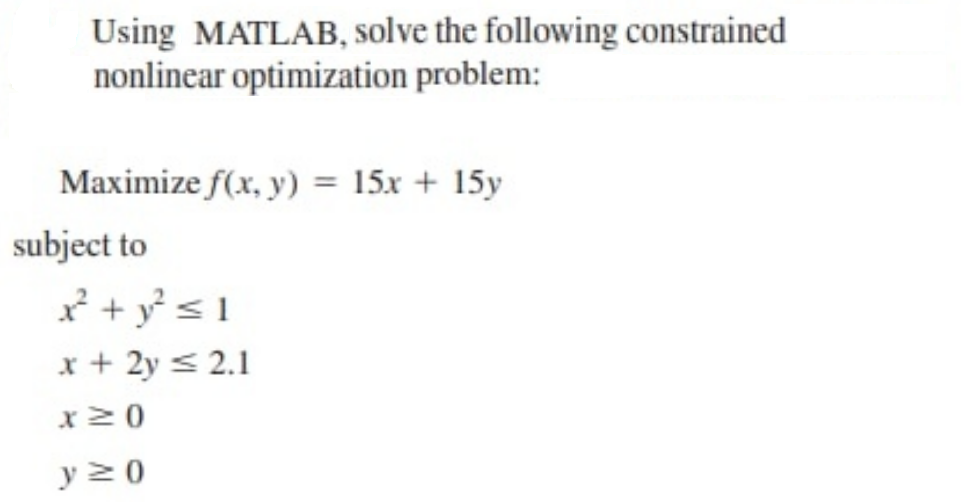 Solved Using Matlab Solve The Following Constrained Chegg