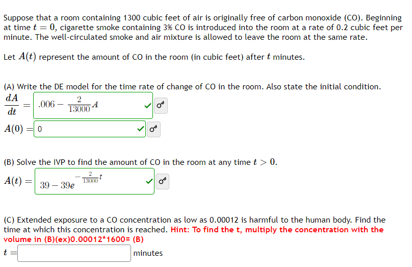 Solved Suppose That A Room Containing Cubic Feet Of Air Chegg