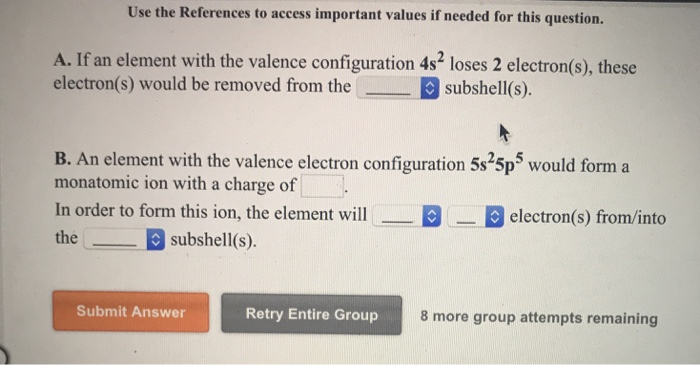 Solved A A Main Group Element With The Valence Electron Chegg