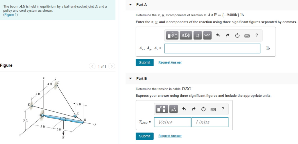 Solved Part A The Boom AB Is Held In Equilibrium By A Chegg