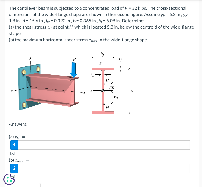 Solved The Cantilever Beam Is Subjected To A Concentrat