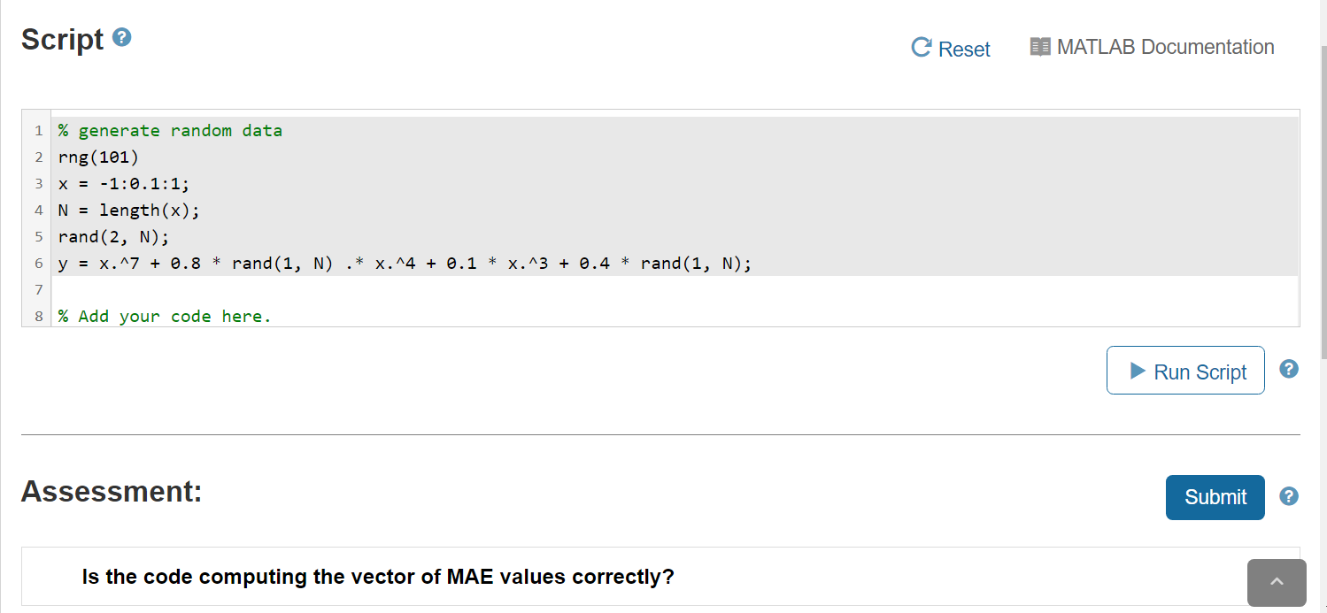 Solved The Following Screenshots Are In Matlab Grader I Am Chegg