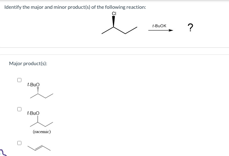 Solved Identify The Major And Minor Product S Of The Chegg