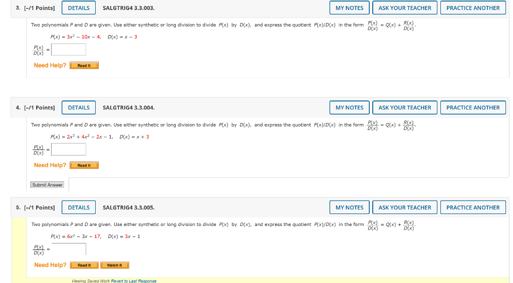 Solved Two Polynomials P And D Are Given Use Either Chegg