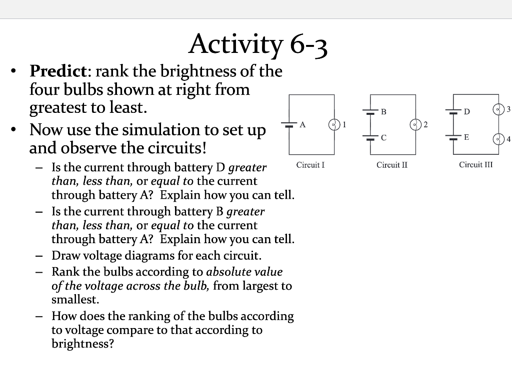 Solved Predict Rank The Brightness Of The Four Bulbs Chegg