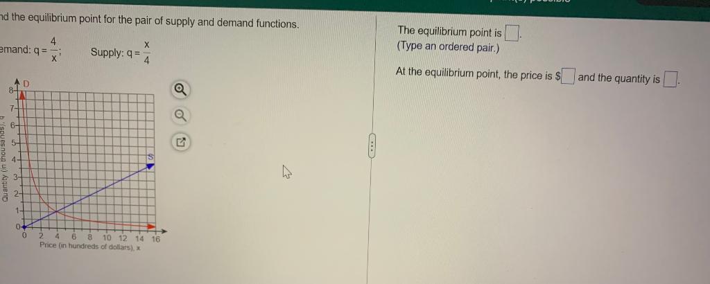 Solved Find The Equilibrium Point For The Pair Of Supply And Chegg