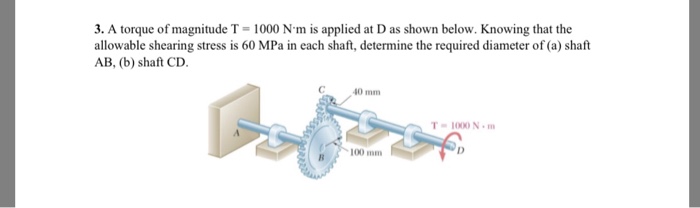 Solved 3 A Torque Of Magnitude T 1000 Nm Is Applied At D Chegg