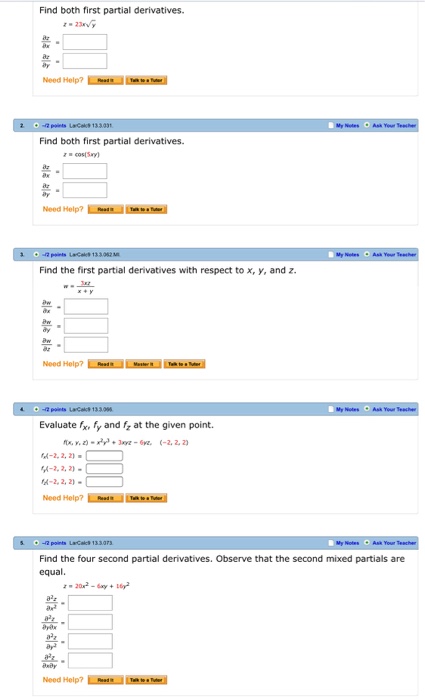 Solved Find Both First Partial Derivatives Need Help Find Chegg