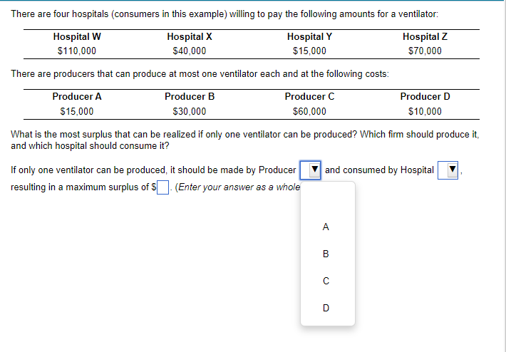 Solved There Are Four Hospitals Consumers In This Example Chegg