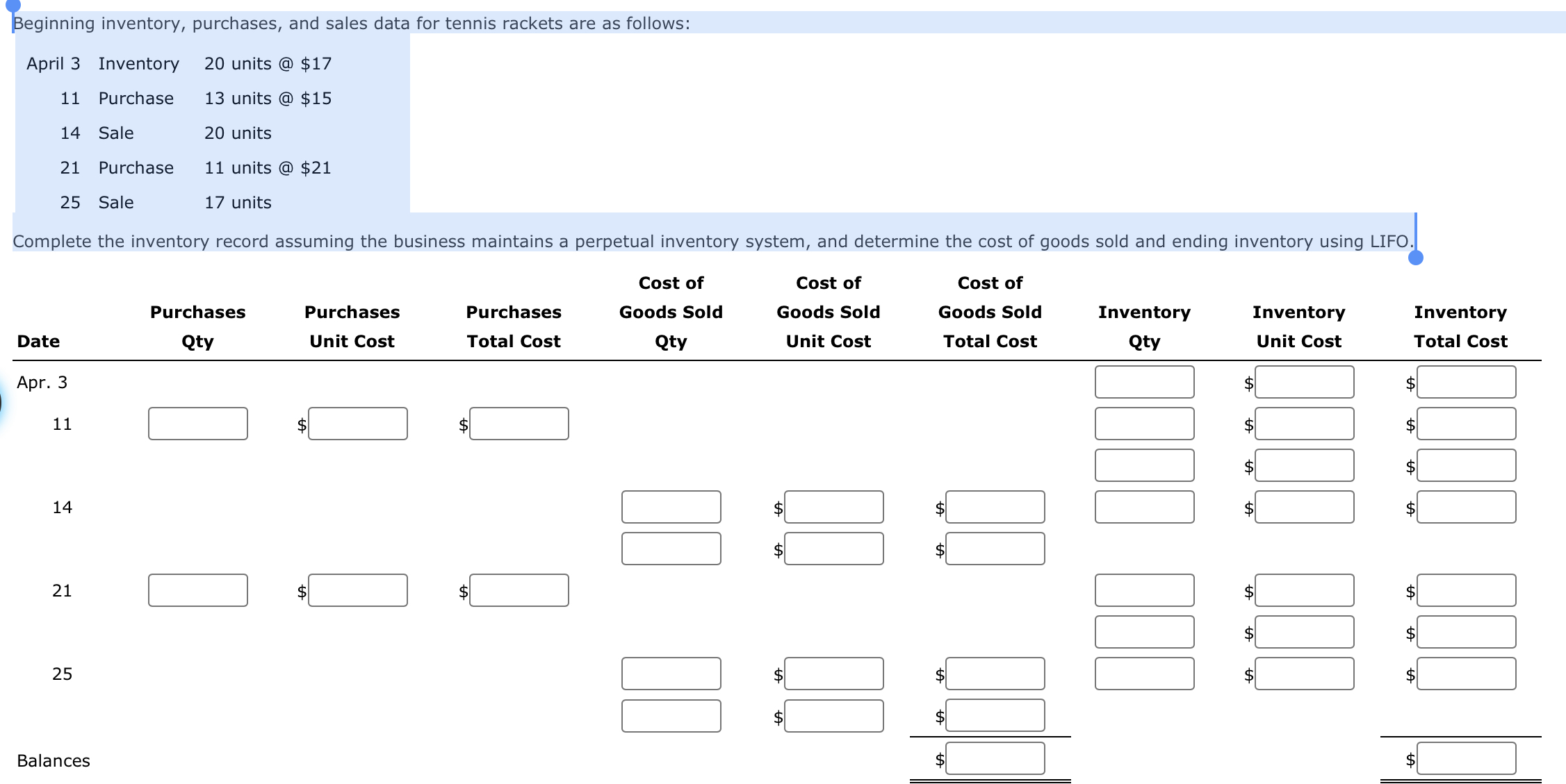 Solved Beginning Inventory Purchases And Sales Data For Chegg