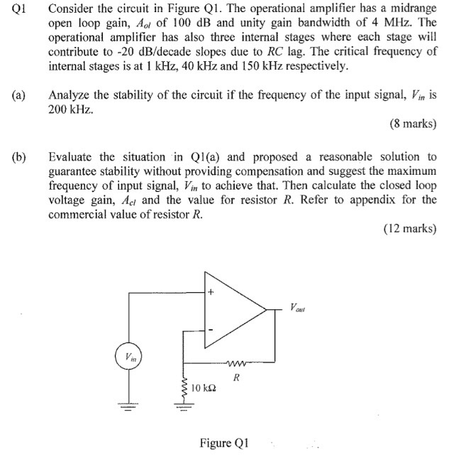 Consider The Circuit In Figure Q1. The Operational...